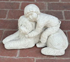 Large Vintage Austin Prod. Dee Crowley Bright Eyes Sculpture Boy & Dog, used for sale  Shipping to South Africa