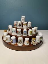 Ornamental Thimbles Collection of 24 Assorted Thimbles On Wooden Stand for sale  DERBY