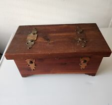 Vintage Wood With Copper/ Brass & Button Straps Chest Jewelry Box Treasure Box  for sale  Shipping to South Africa
