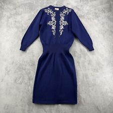 Vestido suéter feminino vintage R&K Originals designer enfeitado azul médio comprar usado  Enviando para Brazil