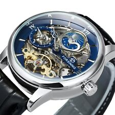 Usado, Relógios mecânicos masculinos esqueleto luxo relógio automático fuso horário duplo comprar usado  Enviando para Brazil