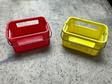 2 caixas de armazenamento vintage de plástico com alça de metal para cesta de supermercado Nasta comprar usado  Enviando para Brazil