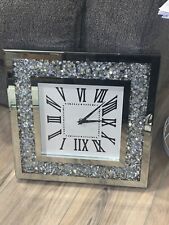 Reloj de pared cuadrado con espejo de diamante de cristal con diamante brillante brillante segunda mano  Embacar hacia Argentina