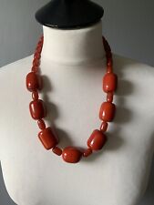 Antique Cherry Amber Bakelite barrel Bead Necklace 23” weight 111 gms for sale  CIRENCESTER
