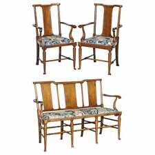 RESTORED SUITE OF WILLIAM MORRIS RICHARD NORMAN SHAW TABARD BENCH & ARMCHAIRS, used for sale  Shipping to South Africa