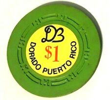 Usado, $1 DORADO BEACH Casino DB LtGrn Chip Puerto Rico H molde ficha póquer segunda mano  Embacar hacia Argentina