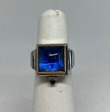 RARO anillo de reloj suizo década de 1920 con vidrio azul de Nadine segunda mano  Embacar hacia Argentina