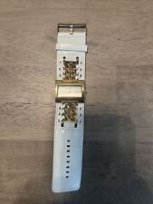 Relógio analógico feminino Guess quadrado tom dourado branco pulseira larga de couro comprar usado  Enviando para Brazil