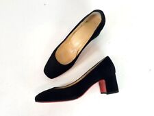 Christian Louboutin Black Suede Square Toe Block Heel Pumps Shoes Size 38.5 for sale  Shipping to South Africa