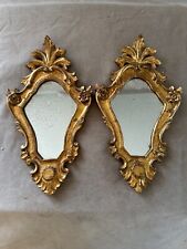 Pair Vintage Florentine Style Gilded Gilt Wood Wall Hanging Mirror Made In ITALY for sale  Shipping to South Africa