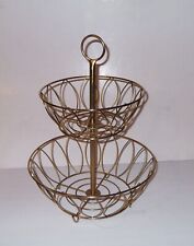 2-Tier Fruit Basket Bowl Metal Wire Countertop Vegetable Stand Holder Vintage for sale  Shipping to South Africa