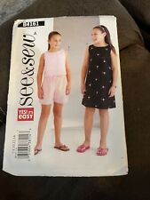 Butterick See & Sew Pattern B4161 Girls' Shorts Top Dress Sizes 7 8 10 12 14 for sale  Shipping to South Africa