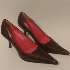 Zapatos de tacón delgado Marshall Fields marrón cuero cocodrilo 36,5/Italia de colección  segunda mano  Embacar hacia Argentina