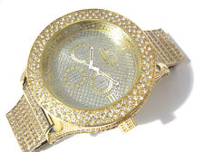 Relógio masculino Techno King caixa grande de metal tom dourado e pulseira com cristais item 1738 comprar usado  Enviando para Brazil