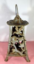 VTg CAST IRON TRIANGULAR PAGODA HANGING GARDEN LANTERN CANDLE HOLDER 27cm Tall for sale  Shipping to South Africa