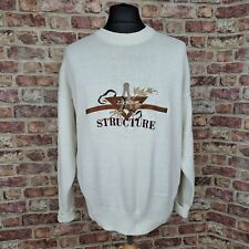 Used, Vintage Masonic Jumper Structure Mens Medium Cream 1980s Crew Neck Ramie Cotton for sale  Shipping to South Africa