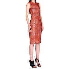 Vestido midi Yigal Azrouel laranja sem mangas estampa tribal mergulho bainha de neoprene 6 comprar usado  Enviando para Brazil