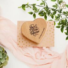 Wedding Fiance Bride Engagements Heart Engraved Personalised Wooden Ring Box for sale  Shipping to South Africa