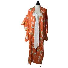 Kimono feminino tamanho único laranja comprimento máximo gravata forrada frontal floral em relevo comprar usado  Enviando para Brazil