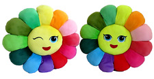 2 Emoji Sunflower Rainbow Flower Kiki Plush Chair Cushion Couch Pillow Wink Eyes, used for sale  Shipping to South Africa