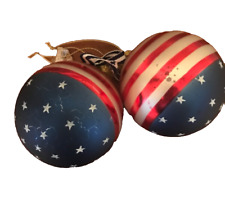 Roman Inc American Flag Christmas Glass Ornaments Patriotic Set of Round Shaped for sale  Shipping to South Africa