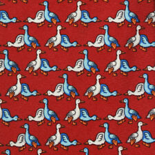 J. PRESS Red Blue and White Goose Duck Bird Men's Silk Neck Tie for sale  Shipping to Canada