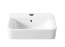 Used, Bathroom Basin Sink Wall Hung Pedestal Modern Square 45cm Basin One Tap Hole for sale  Shipping to South Africa