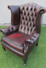 vintage leather chairs wingback for sale  LEICESTER