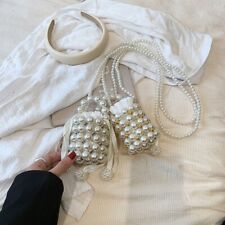 Elegant Faux Pearls Mini Evening Bag Portable Bucket Pearls Chain Party Wedding for sale  Shipping to South Africa