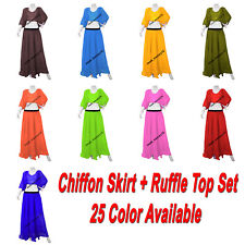Chiffon Gonna+Top con Balza Set Completo Tribaldance Ventre Costume Danza Blusa, usado comprar usado  Enviando para Brazil
