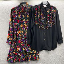 Traje Falda Maggie Sweet para Mujer 1X Negro Floral Botones Frontal Mangas Largas 3 Piezas segunda mano  Embacar hacia Argentina