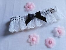 White polka dot organza ribbon bridal garter with beautiful soft white lace. for sale  Shipping to South Africa