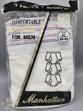 Usado, Roupa íntima masculina listrada vintage Manhattan XL 42 44 cueca branca pacote com 3 comprar usado  Enviando para Brazil