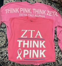 Zeta Tau Alpha ZTA sorority hot pink sweatshirt & T shirt think pink Sz medium for sale  Shipping to South Africa