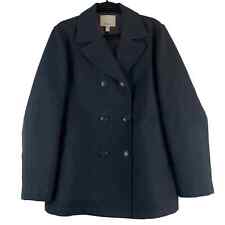 Faconnable Peacoat Double Breasted Cotton Blend Water Resistant Black Size L for sale  Shipping to South Africa