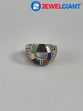 NAVAJO ZUNI STERLING SILVER RING SZ 12.50 GASPEITE MOTHER OF PEARL 17.5 G #dr962, used for sale  Las Vegas