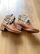 LADIES TAN ANKLE BOOTS WITH ANIMAL PRINT FAUX FUR TOP & FAUX SUEDE BOOT sIZE 4 for sale  Shipping to South Africa