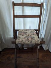 Silla de madera plegable vintage con asiento de tela - por favor lee segunda mano  Embacar hacia Argentina