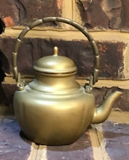 Vintage Heavy Solid Brass Kettle Tea Pot Jug With Lid ~ Handmade for sale  Shipping to South Africa