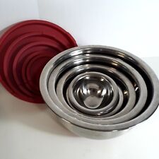Conjunto de tigelas de aço inoxidável Tramontina com tampas/6 partes inferiores vermelhas em tigelas maiores O3, usado comprar usado  Enviando para Brazil