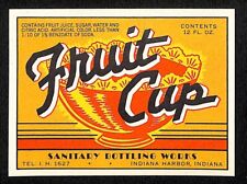 "Copa de frutas"" Indiana Harbor, etiqueta de soda de papel en papel de c1930" Sanitary Bottling Works segunda mano  Embacar hacia Mexico