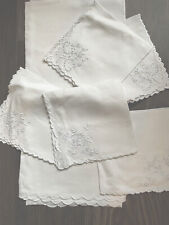 Embroidered white linen for sale  New Castle