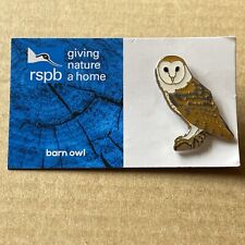 RSPB Pin Badge - Barn Owl on gnah Blue Card till salu  Toimitus osoitteeseen Sweden