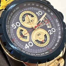 Usado, Invicta MenAviator relógio pulseira cronógrafo folheado a ouro 18K mostrador azul tachy S.S comprar usado  Enviando para Brazil