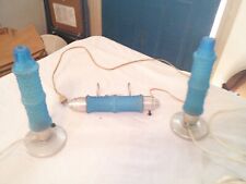 VINTAGE BED SIDE LAMPS MATCHING BED HEADBOARD LIGHT AQUA BLUE GLASS TUBES for sale  Shipping to South Africa