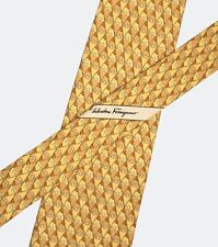 Gravata Salvatore Ferragamo estampa golfe seda amarela largura 3 5/8" comprar usado  Enviando para Brazil