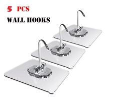 5 Self Adhesive Strong Sticky Hooks Heavy Duty Wall Seamless Transparent Hook for sale  EDGWARE