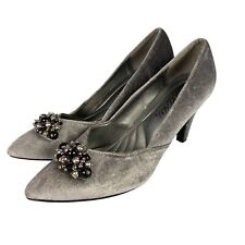 Bellini May Pump Women's Size 7.5 M Gray Velvet Heels Festive Holiday Party Bead for sale  Shipping to South Africa