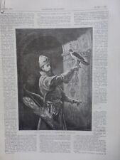 1886 Falconry Russian Engraving M.Pannemaker for sale  Shipping to South Africa