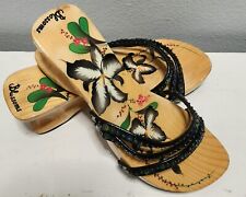 Sandalias con fondo de madera Flores suelas de goma estampado floral notablemente cómodas pequeñas  segunda mano  Embacar hacia Argentina